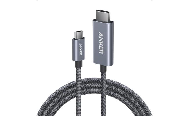 Anker HDMI Cable, 4K@60Hz Ultra-Fast Nylon-Braided USB C to HDMI Cord with Advanced Shielding, Thunderbolt 5/4/3, for MacBook, iPad, iPhone, HD TV, and More 1.8M